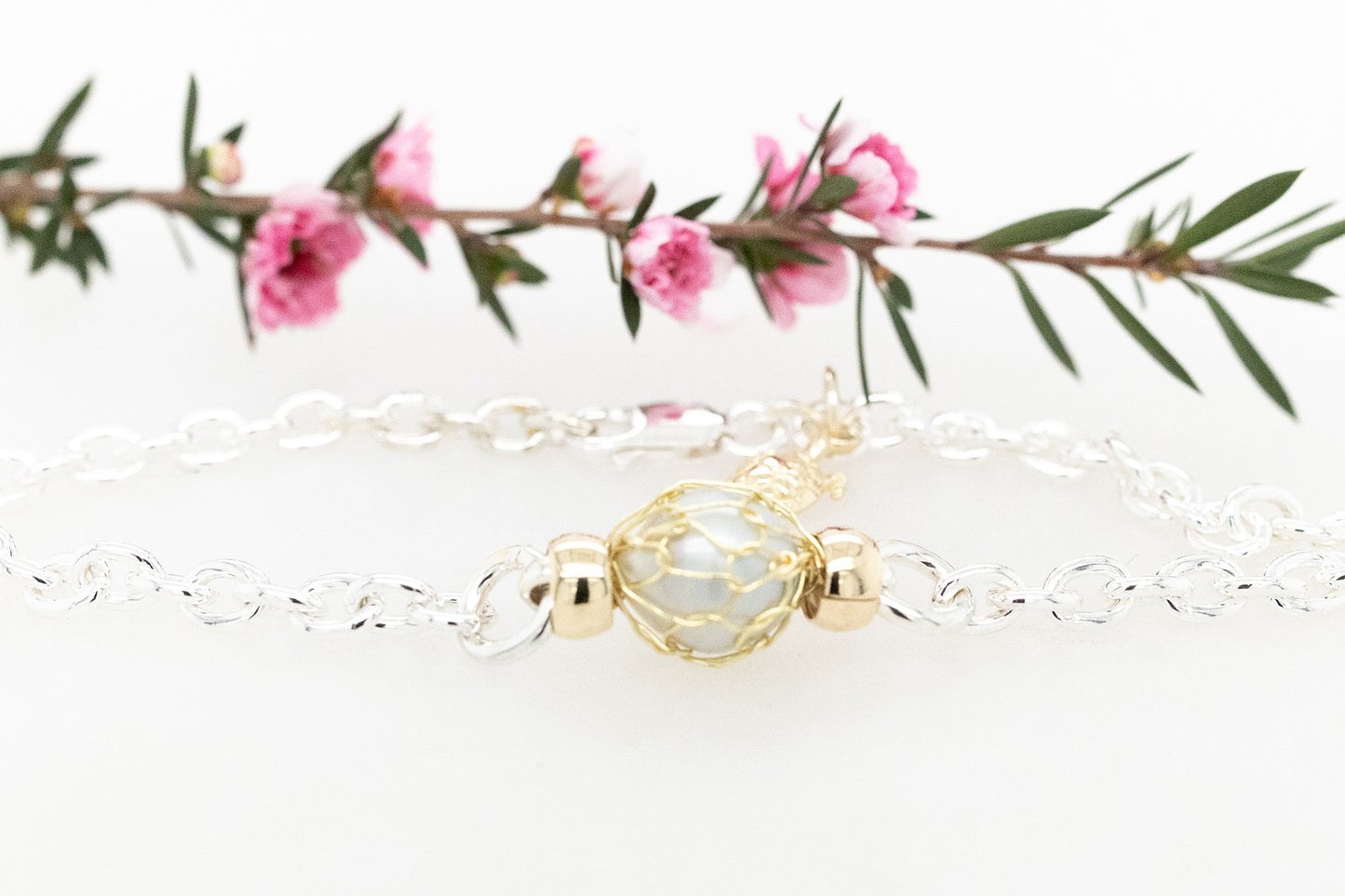 French Knitted Pearl & Turtle Bracelet