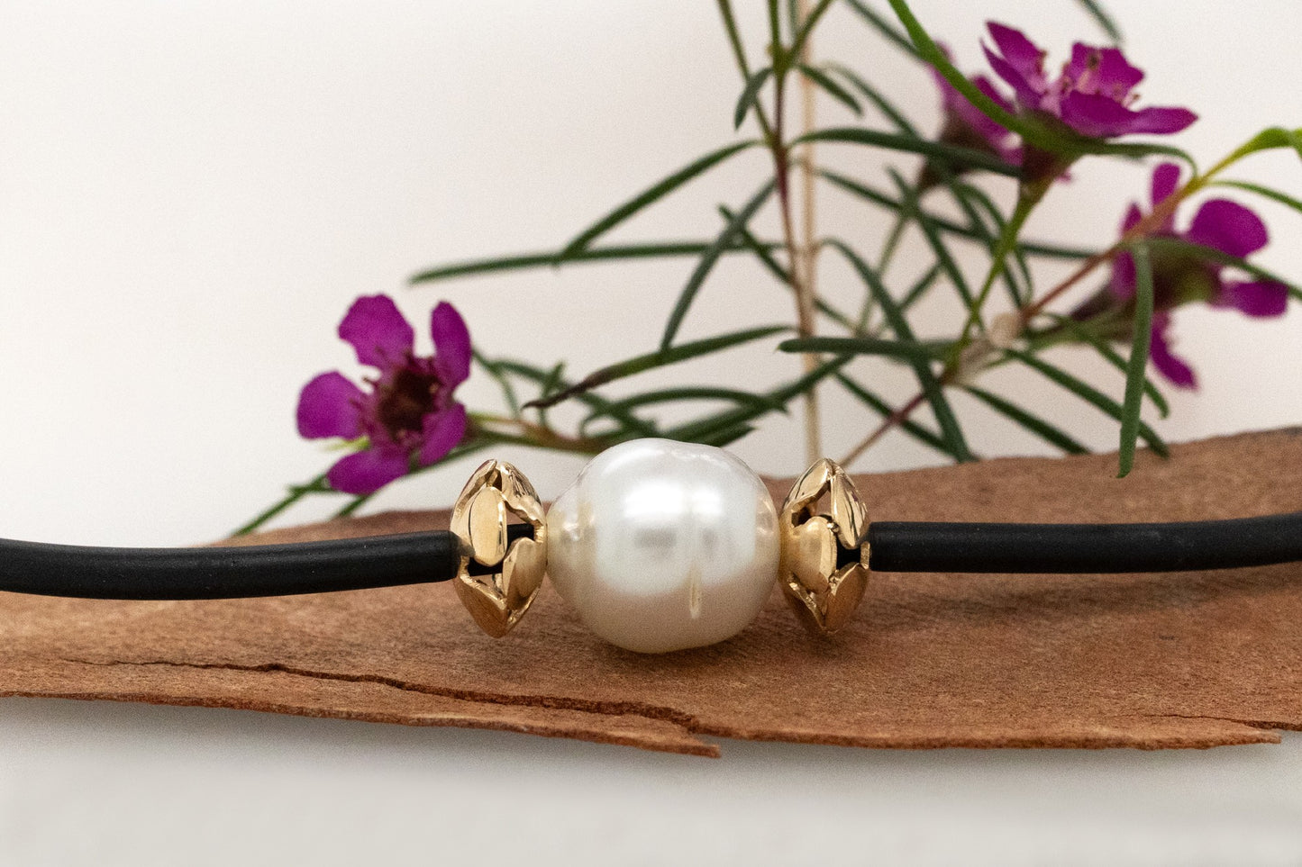 Geraldton Wax Cygnet Bay Pearl Neoprene Necklace