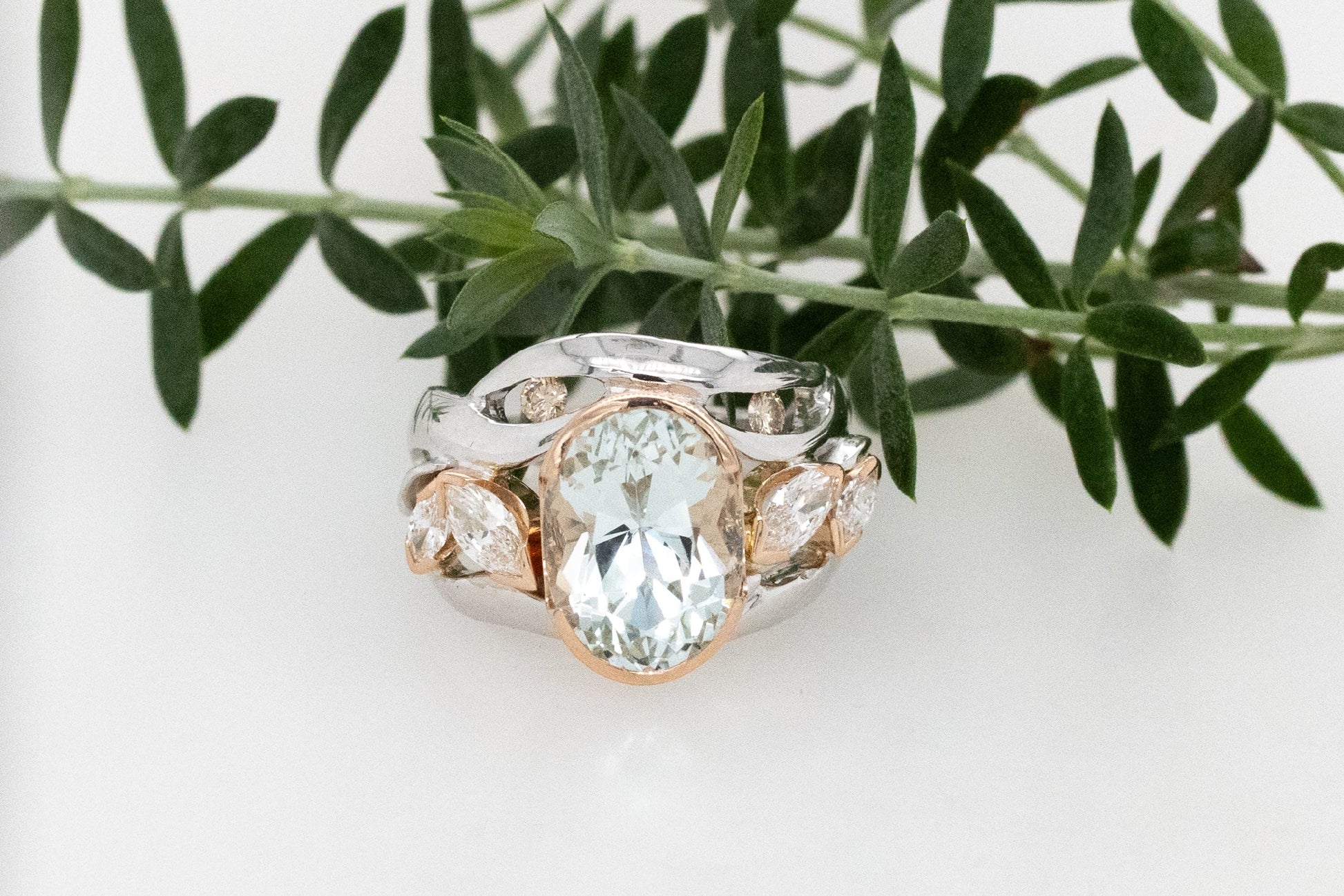 Aquamarine & Diamond Dress Ring