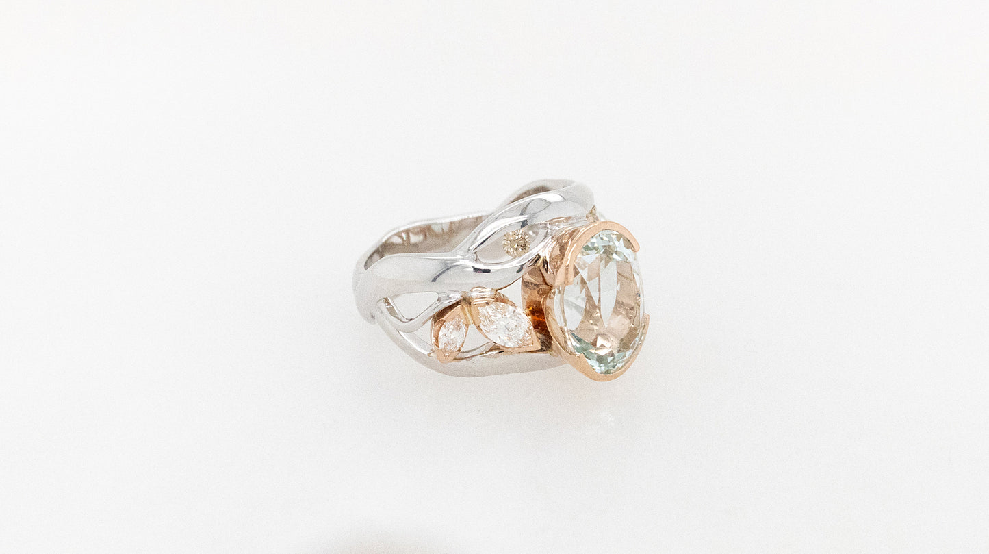Aquamarine & Diamond Dress Ring