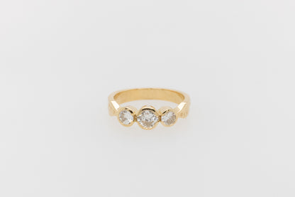 Trilogy Bezel Set Floral Engraved Engagement Ring
