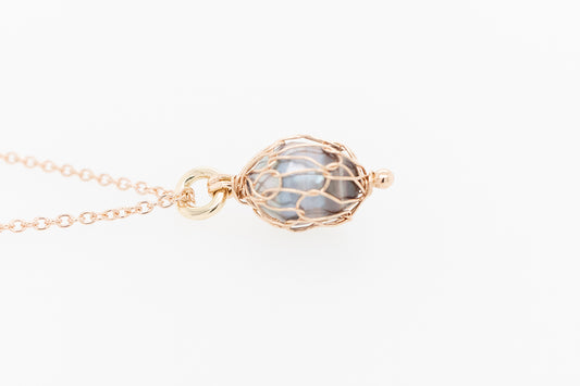 French Knitted Abrolhos Black Lipped Pearl Pendant 
