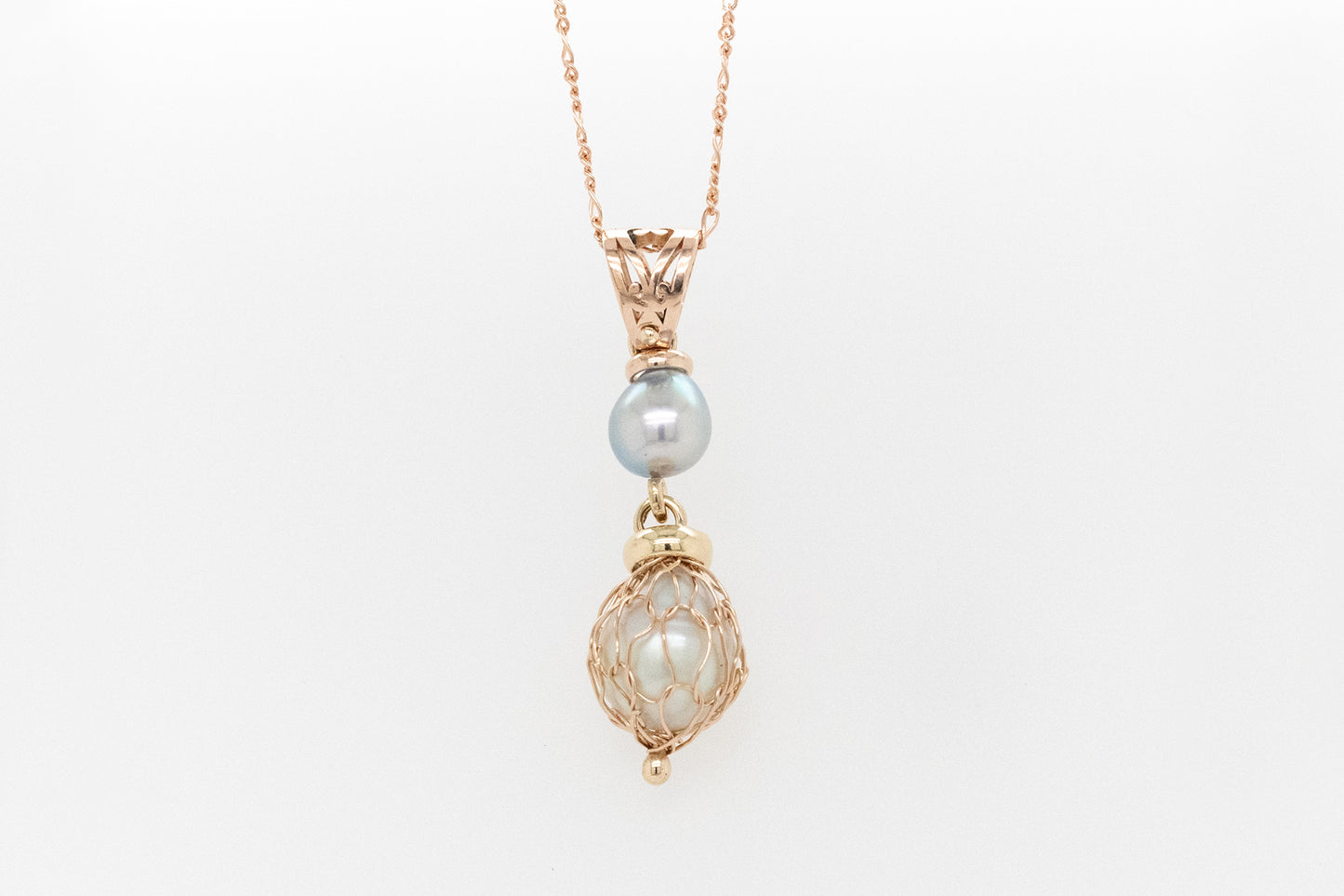 French Knitted Abrolhos Islands Pearl Pendant with Filigree Bale