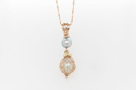 French Knitted Abrolhos Islands Pearl Pendant with Filigree Bale
