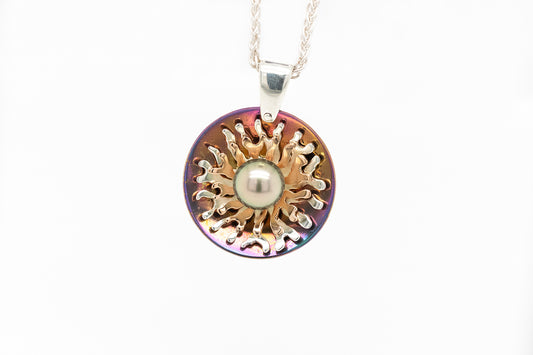 Abrolhos Pearl Coral Titanium Layered Pendant 