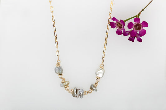 Large Abrolhos Keshi Cluster Paperclip Necklace