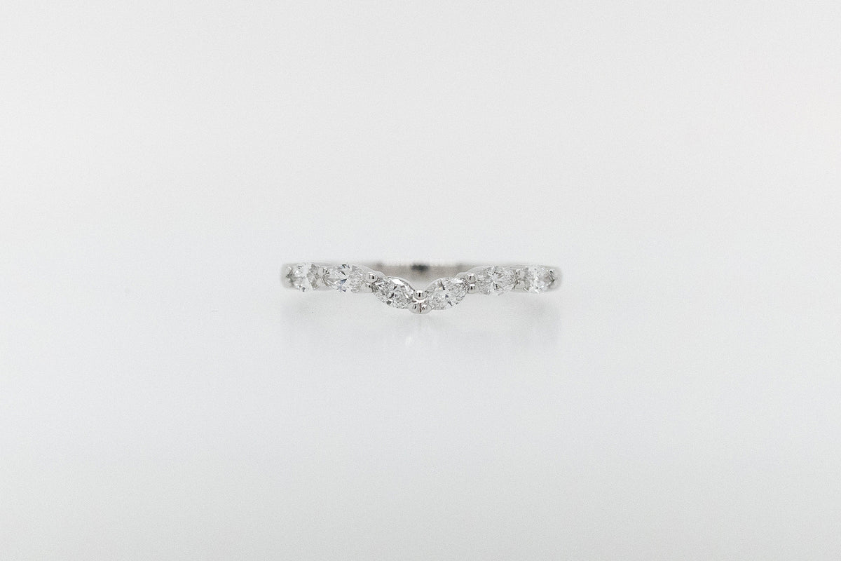 Marquise Diamond Curved Wedding Ring