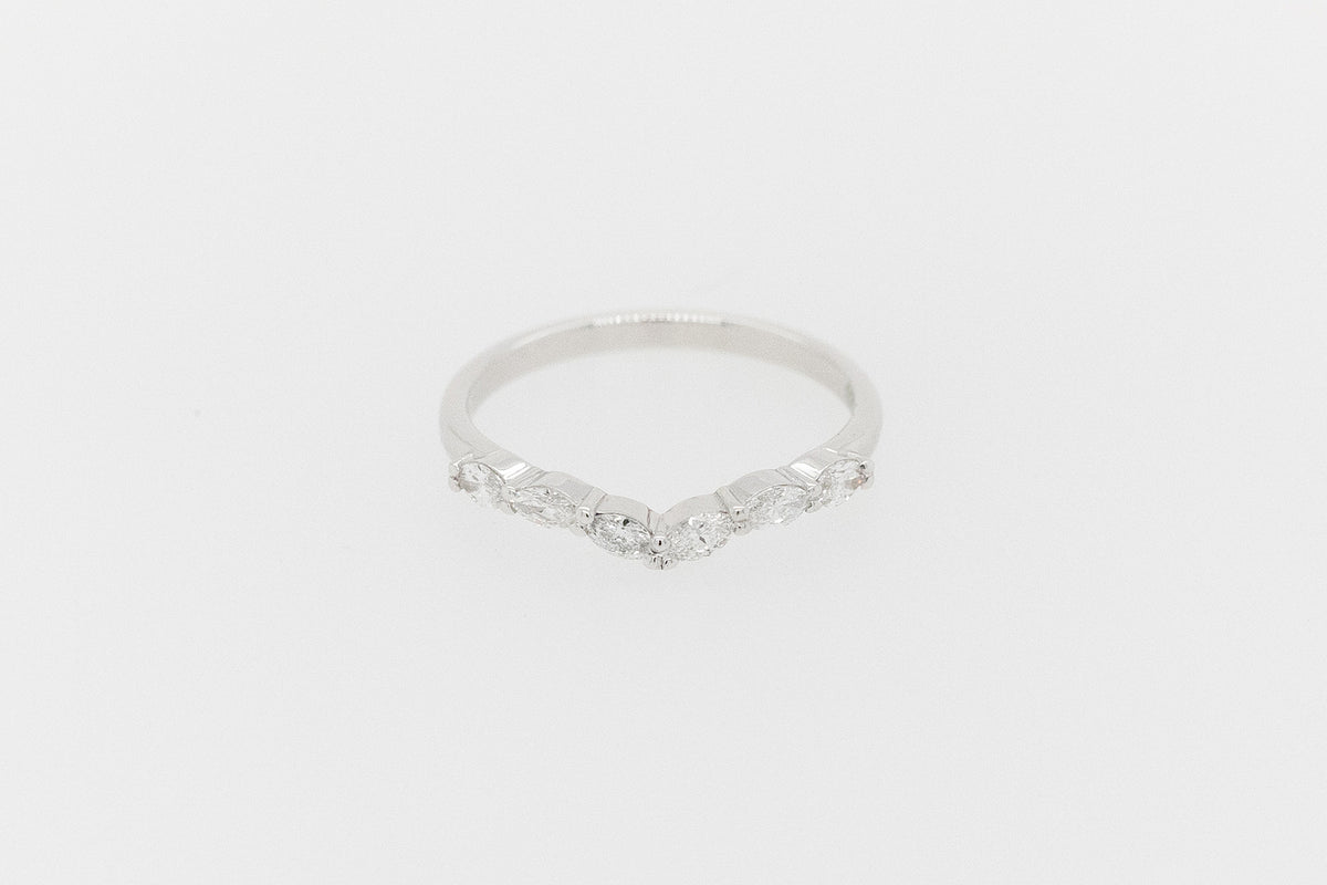 Marquise Diamond Curved Wedding Ring