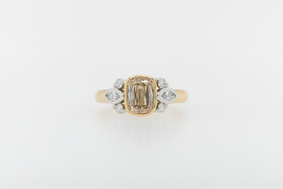 1.336ct Cushion Cut Kimberly Champange Diamond Engagement Ring