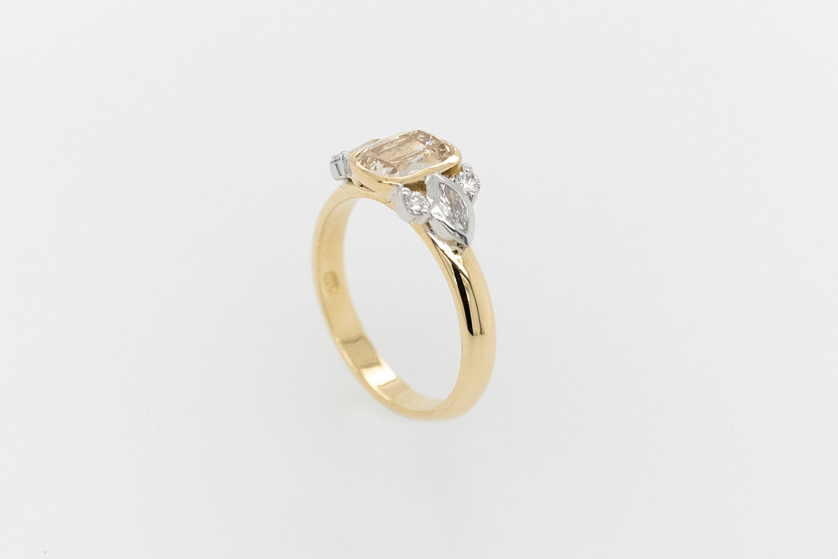 1.336ct Cushion Cut Kimberly Champange Diamond Engagement Ring