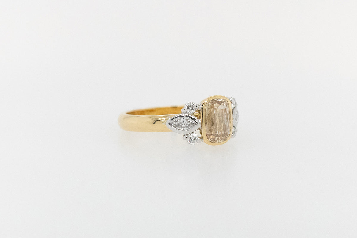 1.336ct Cushion Cut Kimberly Champange Diamond Engagement Ring