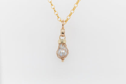 French Knitting Wrapped Abrolhos Pearl Pendant 