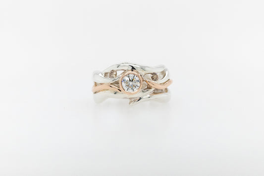 White and Champagne Diamond Dress Ring
