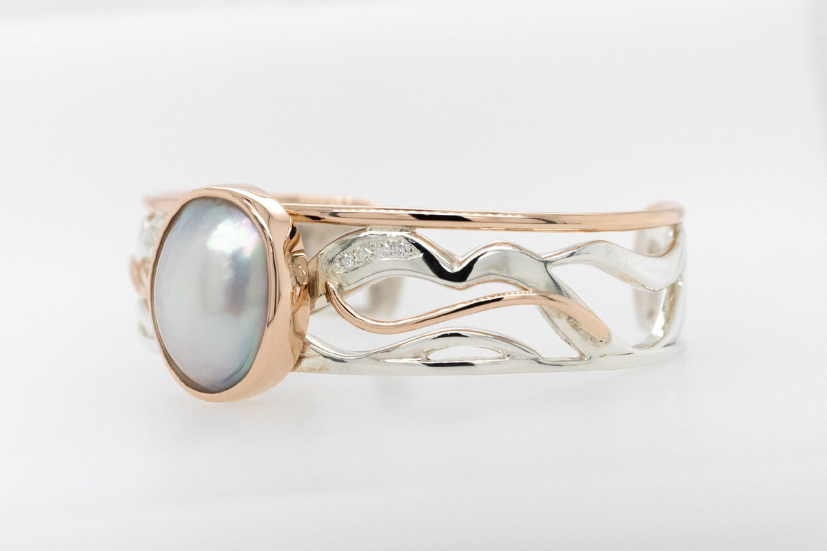 Mabe and Diamond Cuff Bangle