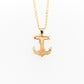 Mother of Pearl Carved Anchor Pendant with Gold Accents