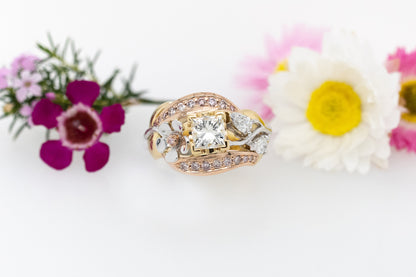 Argyle Pink and White Diamond Ring with Geraldton Flora Details