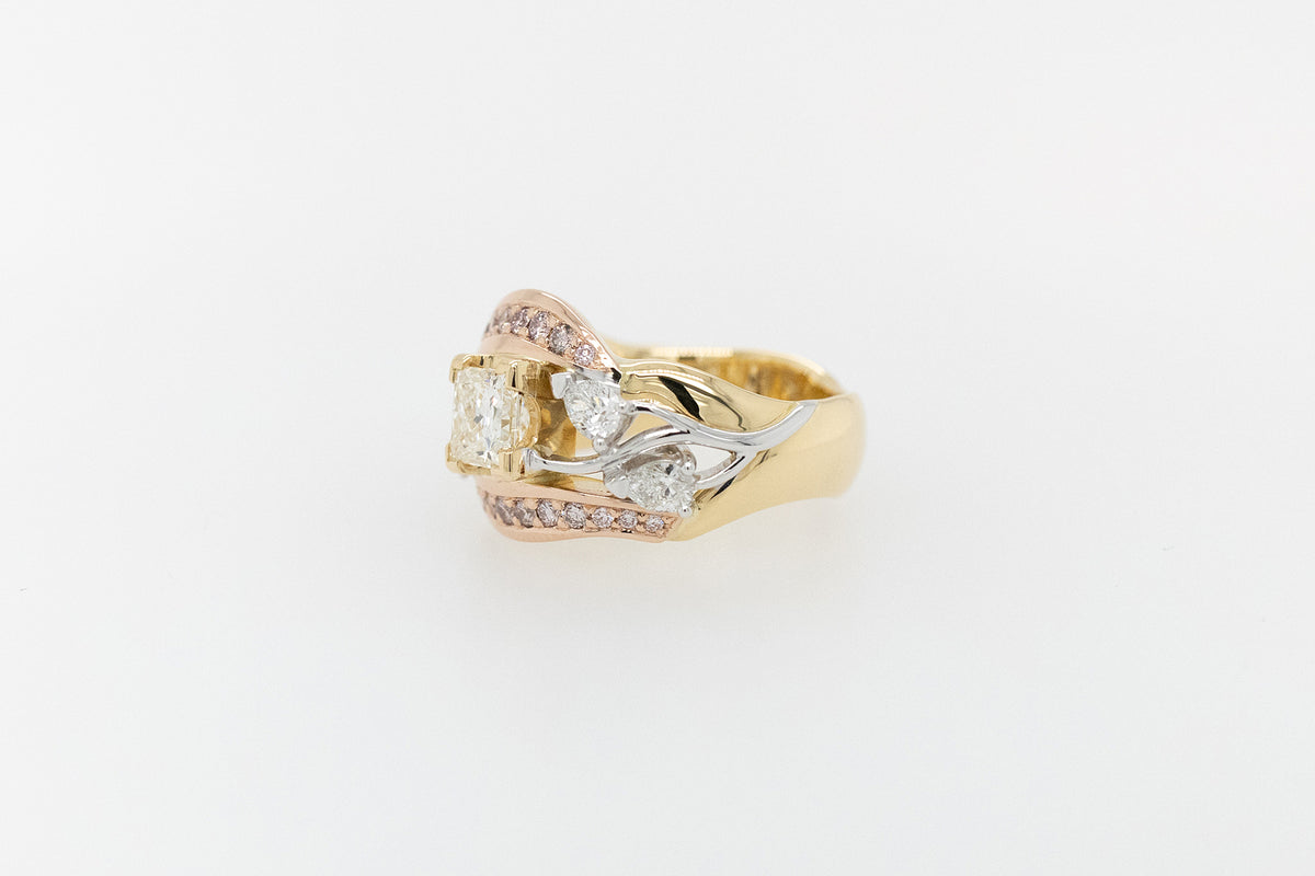 Argyle Pink and White Diamond Ring with Geraldton Flora Details