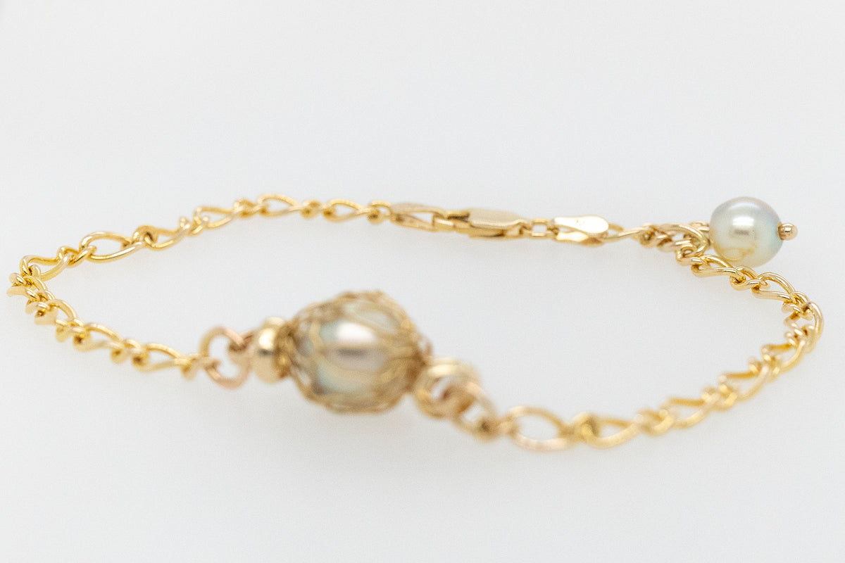 French Knitted Akoya Pearl Figaro Bracelet