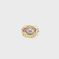Rainbow Pearl Ring with Pink & White Diamonds