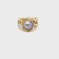 French Knit Pink & White Diamond Pearl Ring