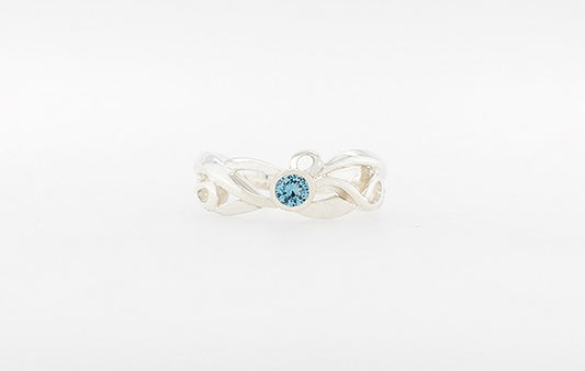 SS Vine Ring with Blue Topaz