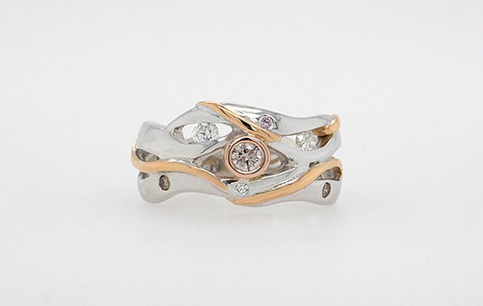Pink & Champagne Diamond Ring 9W 18R