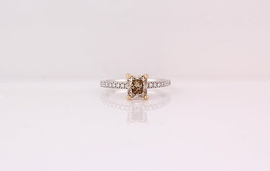 Champagne Radiant Diamond Ring Argyle C4 SI1