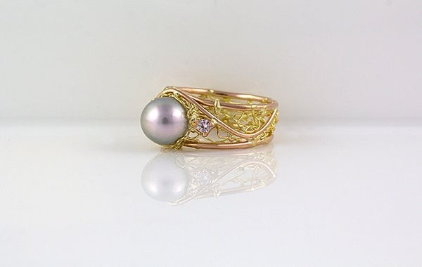 Pearl Knitted Ring with FLP 18RY