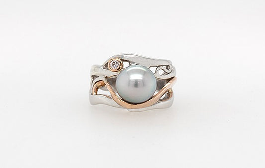 Pearl & Fancy Light Pink Diamond Ring