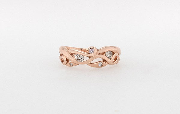 Vine Ring with Pink & Champagne Diamonds 9R