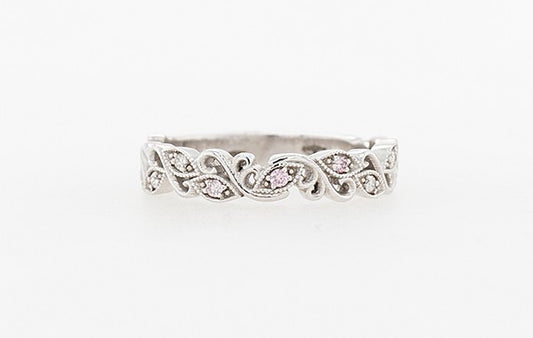 Filigree Pink Diamond Wedding Ring 18W