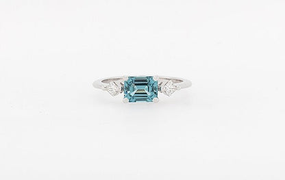 Tourmaline & Princess Cut Diamond Ring 18W