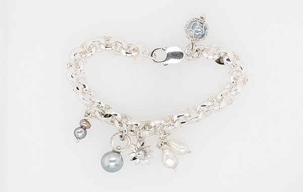 Belcher Fancy Link Bracelet, Pearl, Knit, Keshi, Everlasting Charms