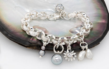 Belcher Fancy Link Bracelet, Pearl, Knit, Keshi, Everlasting Charms