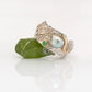 Knitted Fine Silver Green Garnet & Keshi Ring 18Y SS