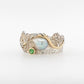 Knitted Fine Silver Green Garnet & Keshi Ring 18Y SS