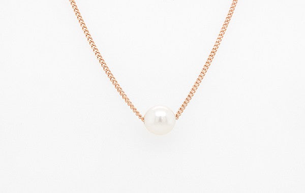 Akoya Pearl Slider Necklace, Curb Chain