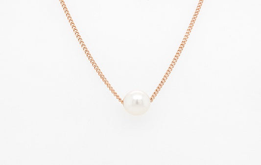 Akoya Pearl Slider Necklace, Curb Chain