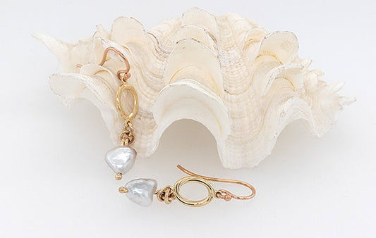 Keshi Pearl Earrings Fancy Link 9YR