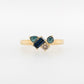 Diamond & Sapphire Ring, Teal & Champagne Diamond