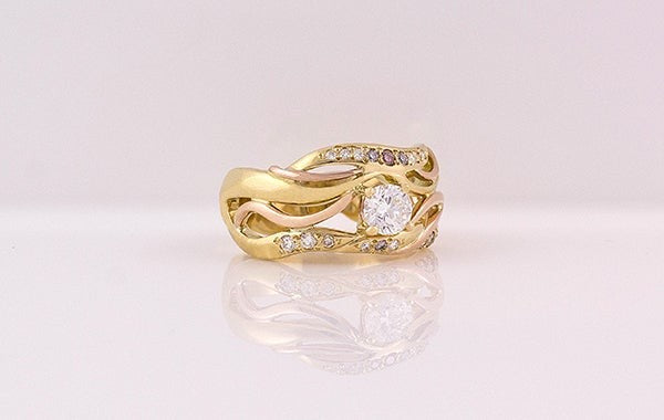 Pink, Blue & Champagne Diamond Ring