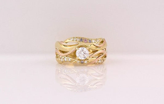 Pink, Blue & Champagne Diamond Ring