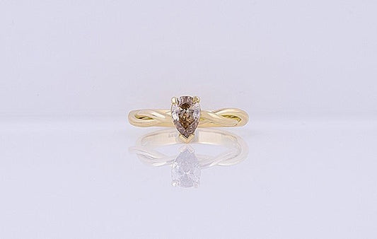 Champagne Diamond 1.00ct Pear Ring