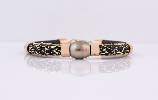 Bangle Leather Pearl French Knitted