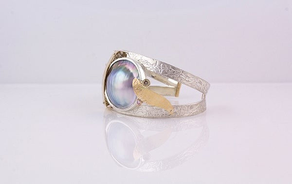 Pink Diamond French Knitted Mabe Pearl Cuff