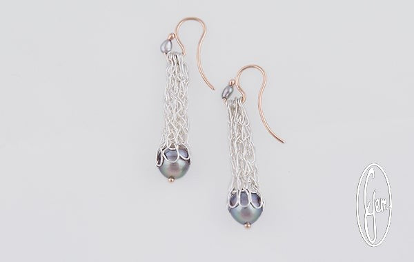 French Knitted 2 Tone Pearl Earrings