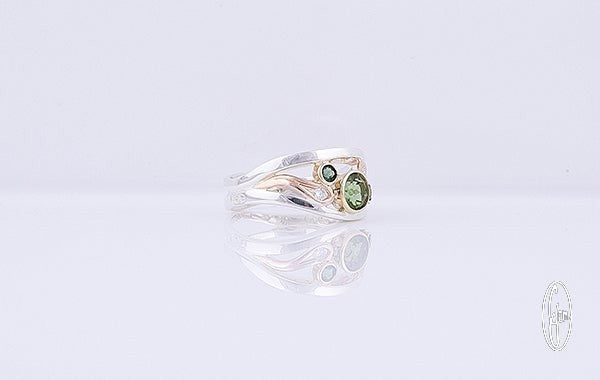 Tourmaline Green & Diamond Ring