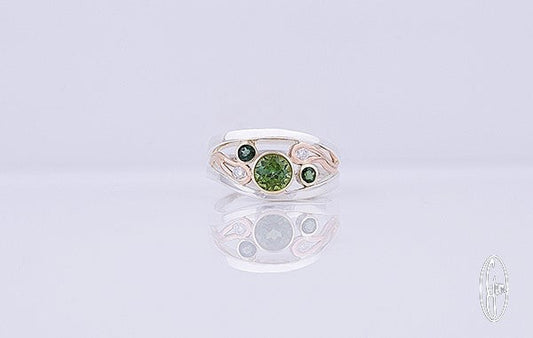 Tourmaline Green & Diamond Ring