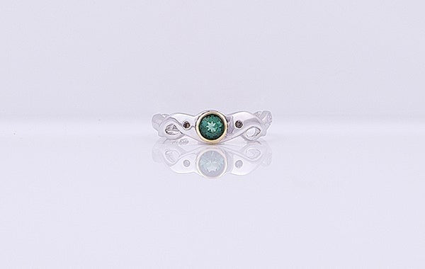 Tourmaline Green & Diamond Ring 2
