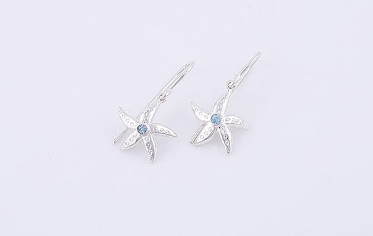 Starfish Earrings with Aquamarines